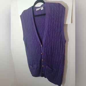 Vintage 1980s  Classic Elements Purple Sweater Vest New Old Stock